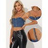 INSPIRE CHIC Women's Spaghetti Strap Sleeveless Zip Up Denim Crop Top - 2 of 4