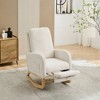 WhizMax Gliding Rocking Chair With Retractable Footrest & High Back, Upholstered Lounge Armchair With Side Pocket For Living Room Bedroom - 3 of 4