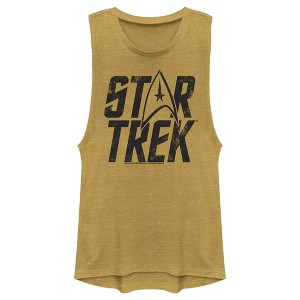 Juniors Womens Star Trek: The Original Series Distressed Logo Festival Muscle Tee - 1 of 4