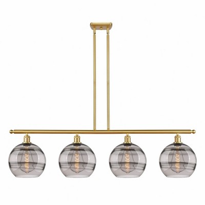 Rochester - 4 Light Stem Hung Island In Industrial Style-12.13 Inches Tall and 48.25 Inches Wide