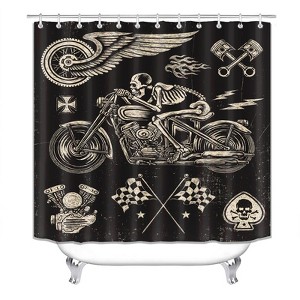 Skeleton Riding A Motorcycle Shower Curtains for Bathroom Waterproof Fabric Bath Curtain Durable Soft Stylish Bathroom Decor 72x72 Inch - 1 of 1