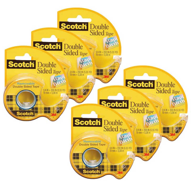 Scotch® Removable Double Sided Tape, 3/4" x 200", 6 Rolls, 1 of 3
