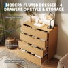 Fluted 4-Drawer Dresser - 32" Modern Wooden Chest with Metal Handles, Compact Clothes Storage Organizer & TV Stand for Bedroom & Living Room - 4 of 4