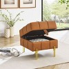 NicBex Modern 22" Square Ottoman Leather Small Footstools with Gold Metal Legs for Bedroom and Living Room - 2 of 4