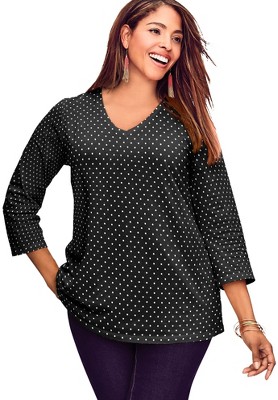 Jessica London Women's Plus Size Stretch Cotton V-Neck Tee