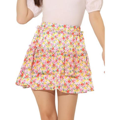 Multicolor ruffle mini skirt best sale