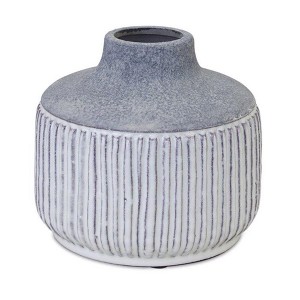 Modern Grey Terra Cotta Vase with Glazed Accent 6"H - 1 of 2