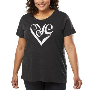 LA Pop Art Women's Word Art T-shirt - Script Love Heart - 1 of 4