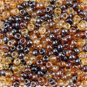 John Bead Czech Pony Beads 2/0 (6.1mm Diameter), Topaz Luster Mix (500g) - 1 of 2