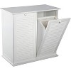 eHemco Dual Basket Tilt Out Laundry Clothes Sorter with 2 Removable Cotton Bags, White - 3 of 4