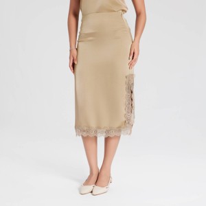 Women's Lace Trim Satin A-Line Skirt - A New Day™ - 1 of 4