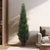 3-5FT Artificial Cedar Topiary Trees for Indoor and Outdoor UV Protection Fake Trees for Home Decor Set of 2 - 4 of 4