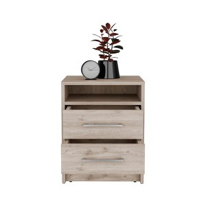 TIRAMISUBEST Black Nightstand with Metal Handles, Industrial Bedroom Storage - 1 of 4