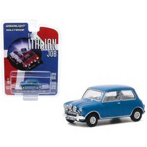 1967 Austin Mini Cooper S 1275 MkI Blue "The Italian Job" (1969) Movie "Hollywood Series" Release 28 1/64 Diecast Model Car by Greenlight - 1 of 3