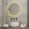 DOMETOUR 27-inch LED Single Bathroom Vanity Mirror Polished Crystal Bathroom Round Vanity Mirror for Smart Lighting On Bathroom Walls - 2 of 4