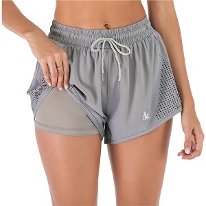 Anna-Kaci Active Women's Lazer Perforated Running Shorts Gym Athletic With Pockets - 1 of 4