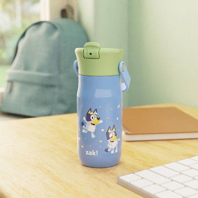 Zak Designs 14oz Bluey Stainless Steel Vacuum Harmony Straw Water Bottle Blue