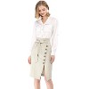 Allegra K Women's Vintage Button Decor Belted Split Front Knee Length Pencil Skirt - 2 of 4