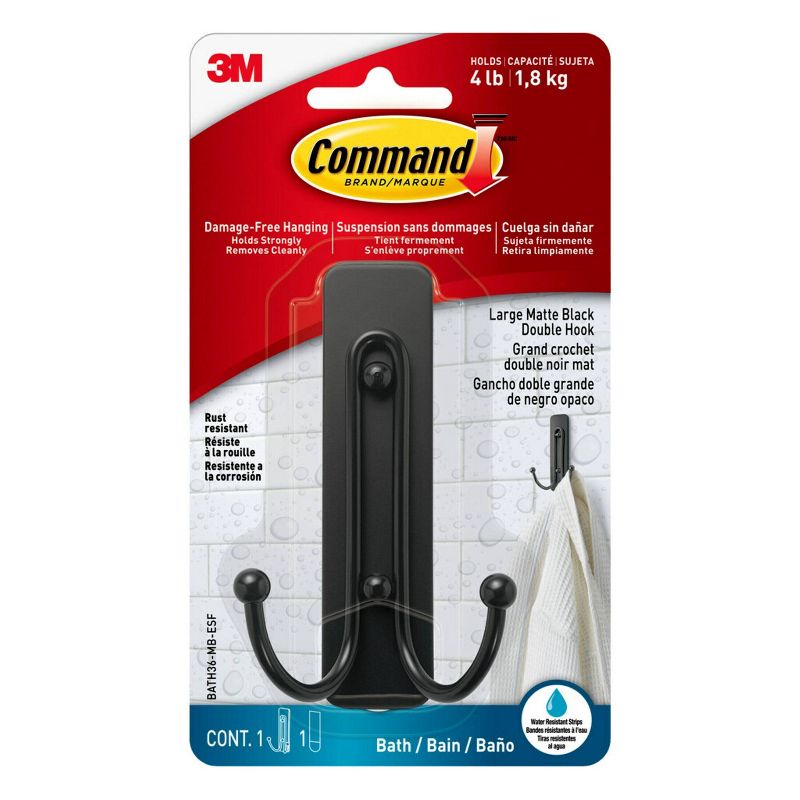 Command Large Double Hook Black, 1 of 11