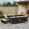 vidaXL 13 Piece Patio Dining Set with Cushions - Black PE Rattan Furniture, Tempered Glass Table for Garden, Backyard, Deck, Rectangular - 2 of 4