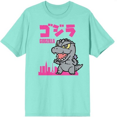 Chibi Godzilla With Kanji Celadon Short Sleeve T-shirt : Target