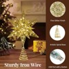 Aoibox 1 Piece 11 Inch Hexagonal Christmas Tree Topper USB Powered Remote Control 8 Light Modes Timer Champagne Gold Holiday Decor - 3 of 4