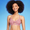 Women's Longline Underwire Knot Detail Bikini Top - Shade & Shore™ Red Geo Print - image 3 of 4