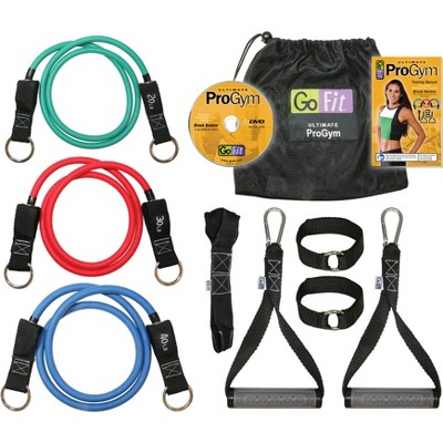  GoFit Pro Gym-in-a-Bag Round Resistance Bands with Handles, Straps, Door Anchor and DVD 