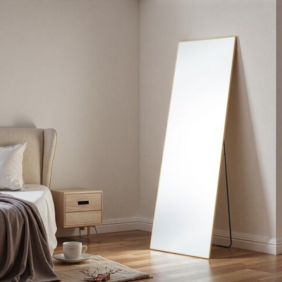 FURNIinspire Full Length Mirrors Floor Standing Mirror, Wall Mirror With Stand Aluminum Alloy Thin Frame For Bedroom, Dressing Room, Gold, 21"*64"