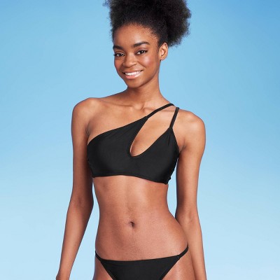 Modern Take One Shoulder Cut Out Bralette Bikini Top - Black – Seafolly US