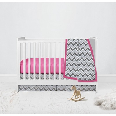 Bacati - Ikat Dots Leopard  Pink Grey Girls 3 pc Crib Set