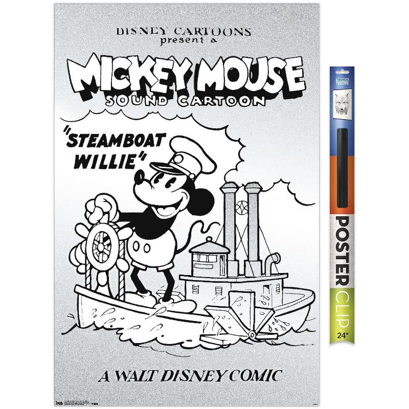Trends International Disney Mickey Mouse - Black and White Steamboat Willie Unframed Wall Poster Prints, 1 of 6