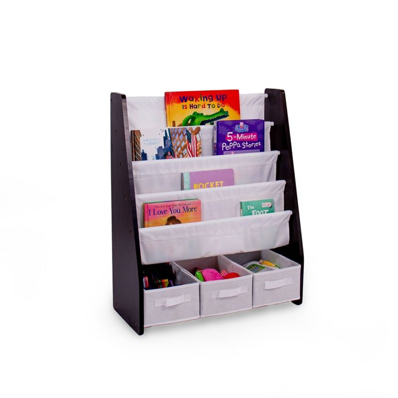 Kids' Bookshelf 4 Tier Book Storage and Fabric Bin Organizer - Humble Crew, 4 of 11