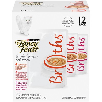 Fancy Feast Broths Seafood Bisque Gourmet Wet Cat Food Variety Pack - 1.4oz /12ct