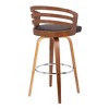30" Benj Mid-Century Swivel Height Barstool Brown - Armen Living: Walnut Frame, Faux Leather - 3 of 4