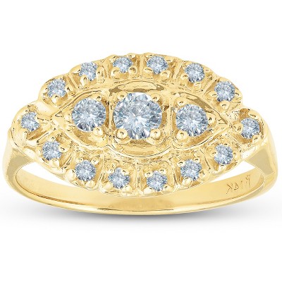 Pompeii3 Antique Yellow Gold 1/2ct Diamond Right Hand Ring - Size 9