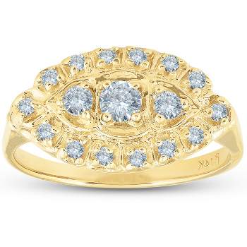 Pompeii3 Antique Yellow Gold 1/2ct Diamond Right Hand Ring - Size 7