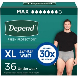 Depend Fresh Protection Adult Incontinence Disposable Underwear for Men - Maximum Absorbency - Gray - 1 of 4