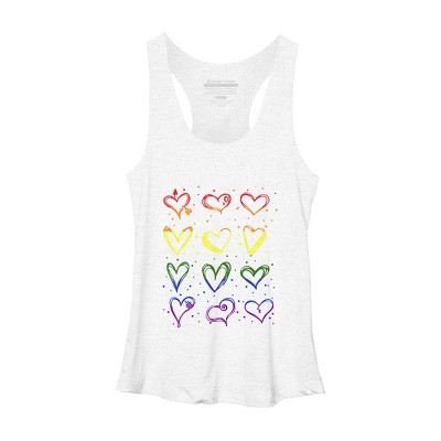 Adult Design By Humans Rainbow Pride Hearts By Classmates Racerback Tank Top