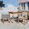Acacia Wood Outdoor Set of 2 Dining Chairs with Stylish Rope Handles,Waterproof Cushions for Relaxing Patio Meals-The Pop Home - 2 of 4