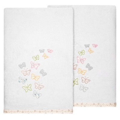 Linum Home Textiles 100% Turkish Cotton MARIPOSA Embellished Towel Set
