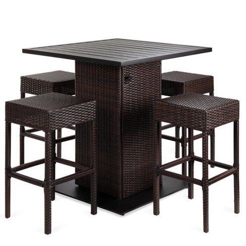 Best Choice Products 5 piece Patio Wicker Bar Set W Built in