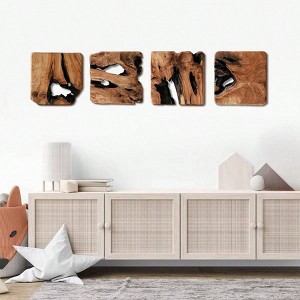 4 Pieces Handmade Wall Sculptures Rustic Abstract Decor for Living Room Bedroom Bathroom Dining Room Home Office Warm - 1 of 4