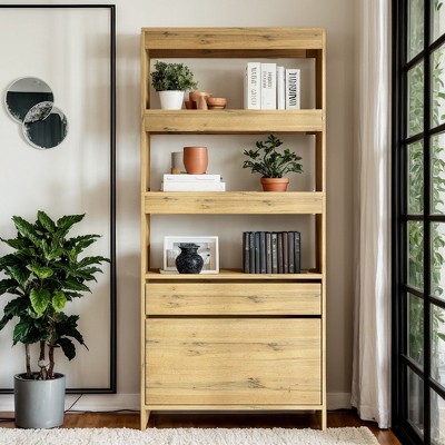 Hommoo Modern Bookshelf with 2 Drawers