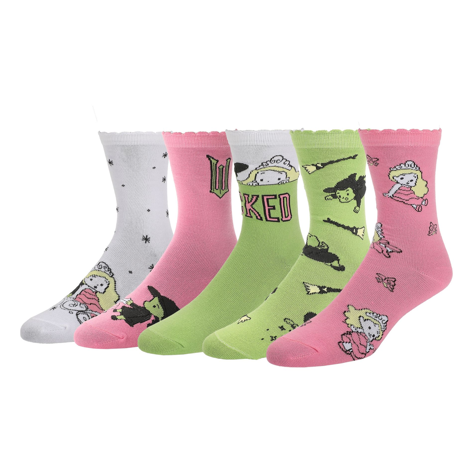 Wicked Glinda and Elphaba Womens Casual Crew Socks 4 Pack