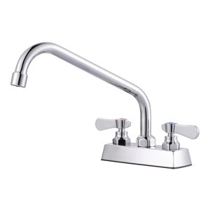 WOWOW Commercial Faucet with 6 in. Swivel Spout, Double Handle Deck Mount Standard Kitchen Faucet in Polished Chrome - 1 of 4