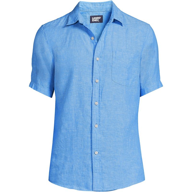 Lands' End Men's Traditional Fit Short Sleeve Linen Shirt, 3 of 4