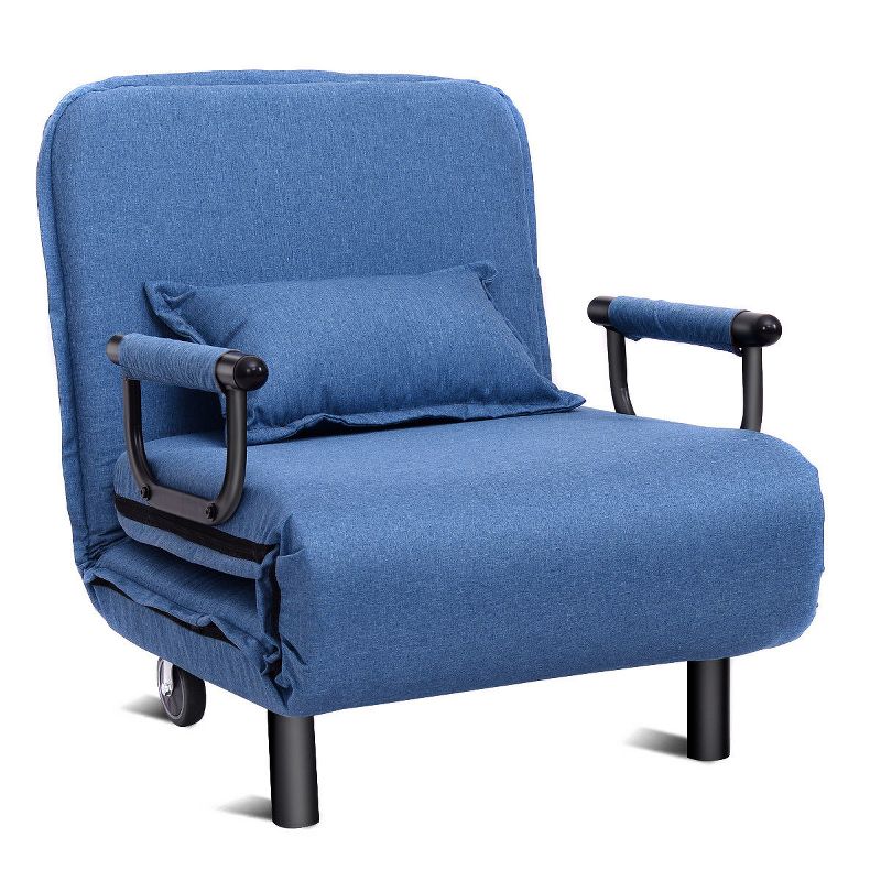 Costway Folding Sofa Bed Sleeper Convertible Armchair Leisure Chaise Lounge Couch Blue, 1 of 10