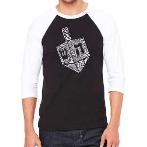 LA Pop Art Hanukkah Dreidel - Men's Raglan Baseball Word Art T-Shirt - 1 of 4