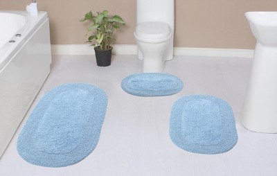 Double Ruffle Collection Cotton Ruffle Pattern Tufted Set of 3 Bath Rug Set - Home Weavers
